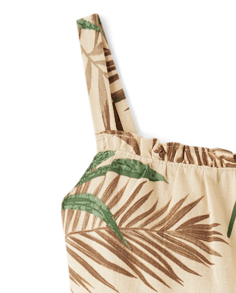 Fille Famille assortie Palm Ruffle Robes - Safari