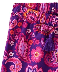 Girls  Paisley Paperbag Waist Shorts - Island Spice