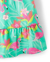 Débardeur à volants flamant rose pour filles - Paradis tropical