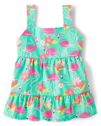 Débardeur à volants flamant rose pour filles - Paradis tropical
