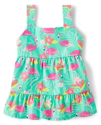 Débardeur à volants flamant rose pour filles - Paradis tropical