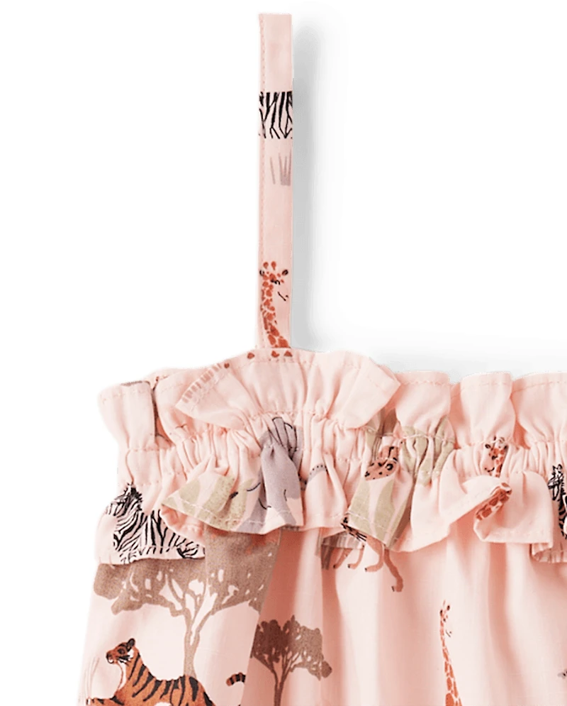 Girls Safari Ruffle Dress