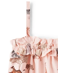 Girls Safari Ruffle Dress
