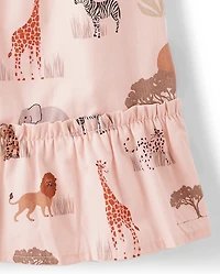 Girls Safari Ruffle Dress