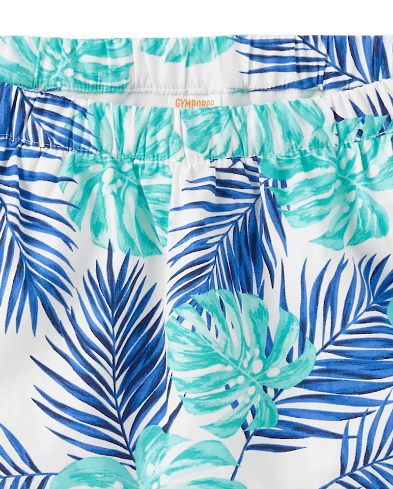 Jupe-short à volants motif de feuilles tropicales pour filles - Sauvez les mers