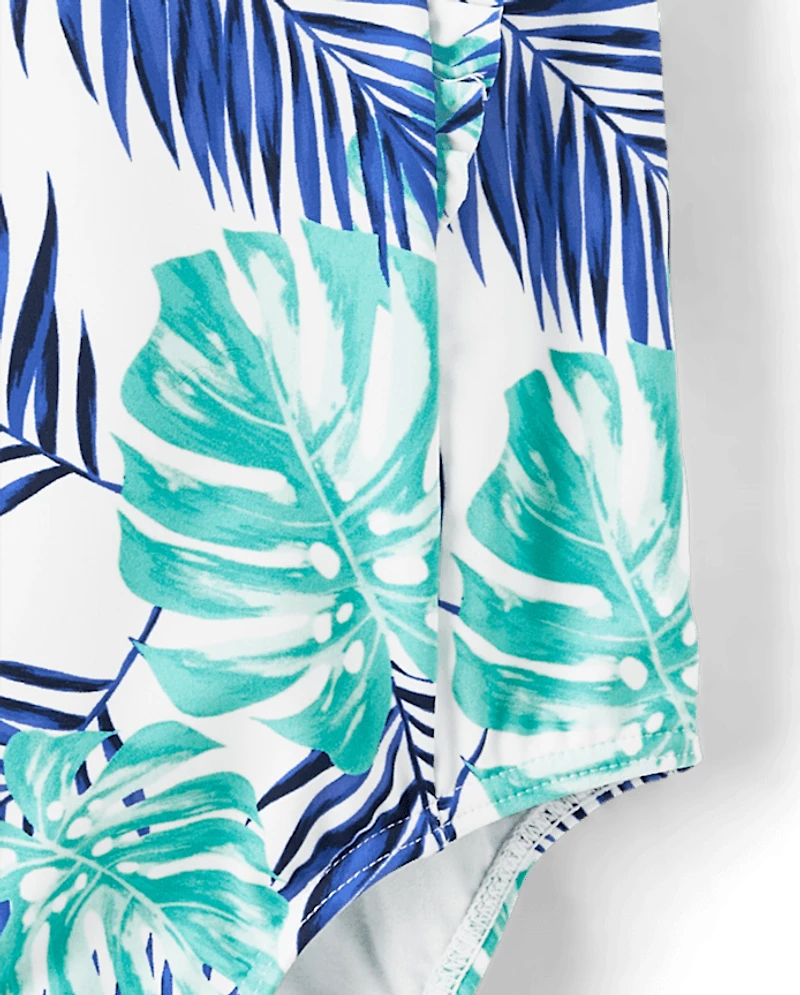 Maillot de bain une pièce à motif feuille tropicale pour fille - Splish-Splash