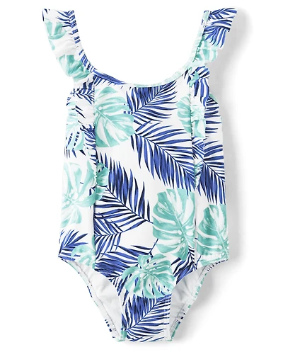 Maillot de bain une pièce à motif feuille tropicale pour fille - Splish-Splash