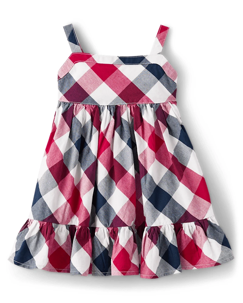 Baby Girls Matching Family Plaid Ruffle Dress - American Cutie