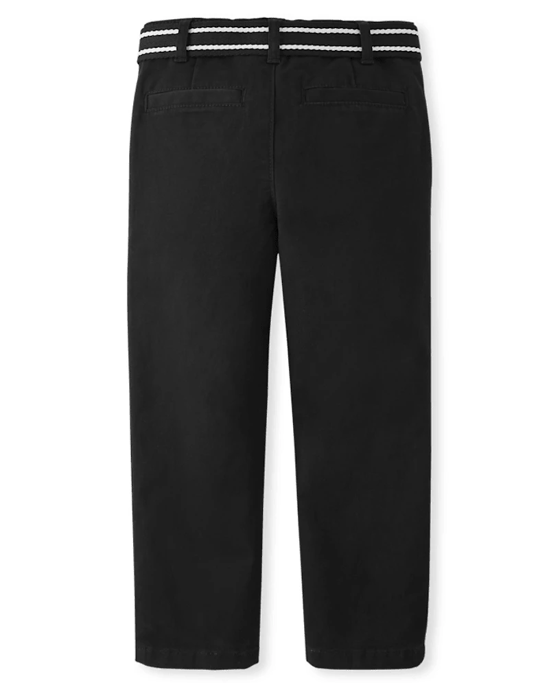 Boys Wrinkle Resistant Belted Chino Pants