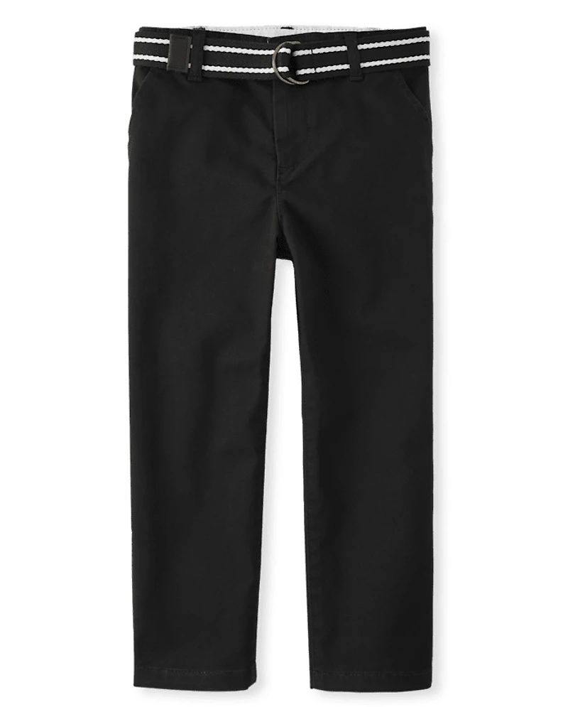 Boys Wrinkle Resistant Belted Chino Pants