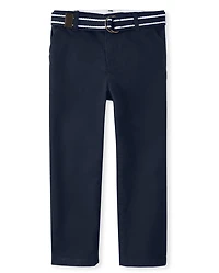 Boys Wrinkle Resistant Belted Chino Pants - Uniform