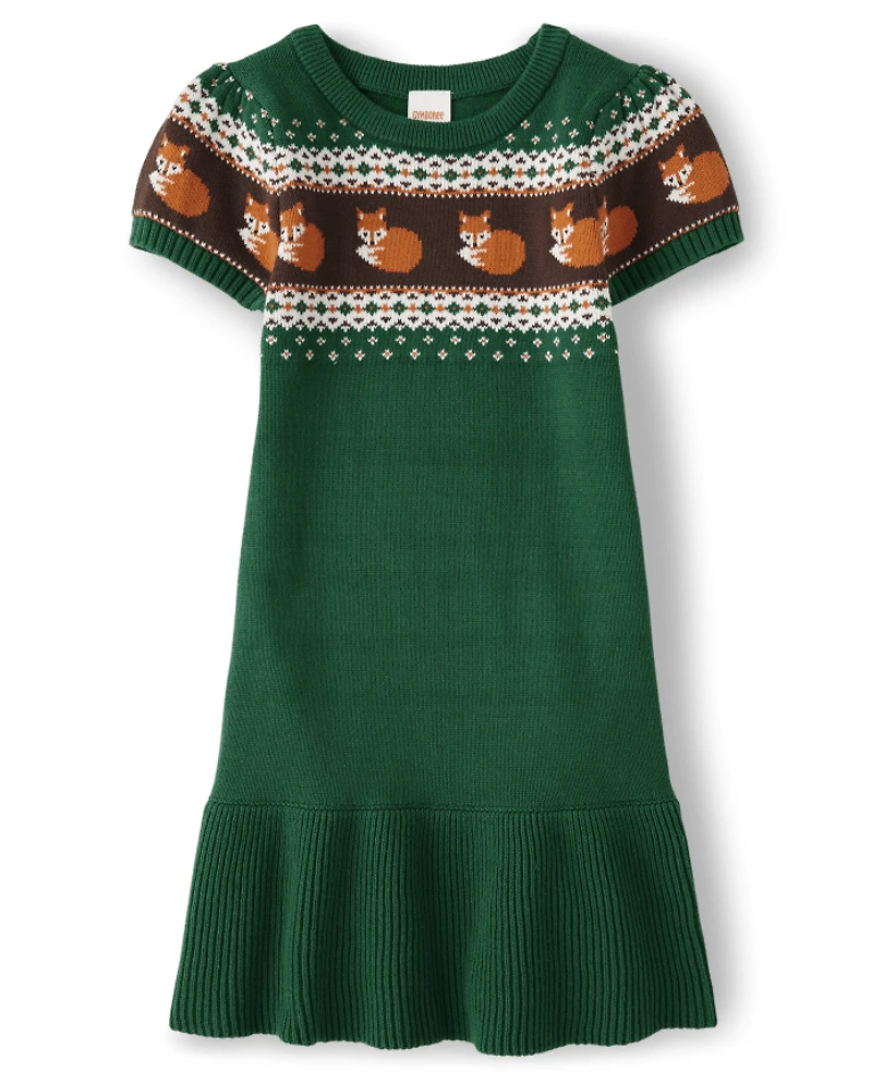 Robe pull fille à motif Renard Fair Isle - amical