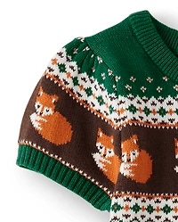 Girls Fox Fairisle Sweater Dress - Friendly