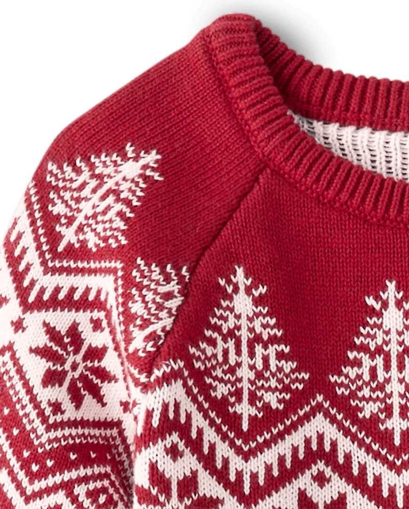 Girls Intarsia Snowflake Fairisle Sweater Dress - A Royal Christmas