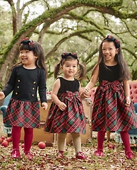 Girls Plaid Ponte Button Front Dress - A Royal Christmas