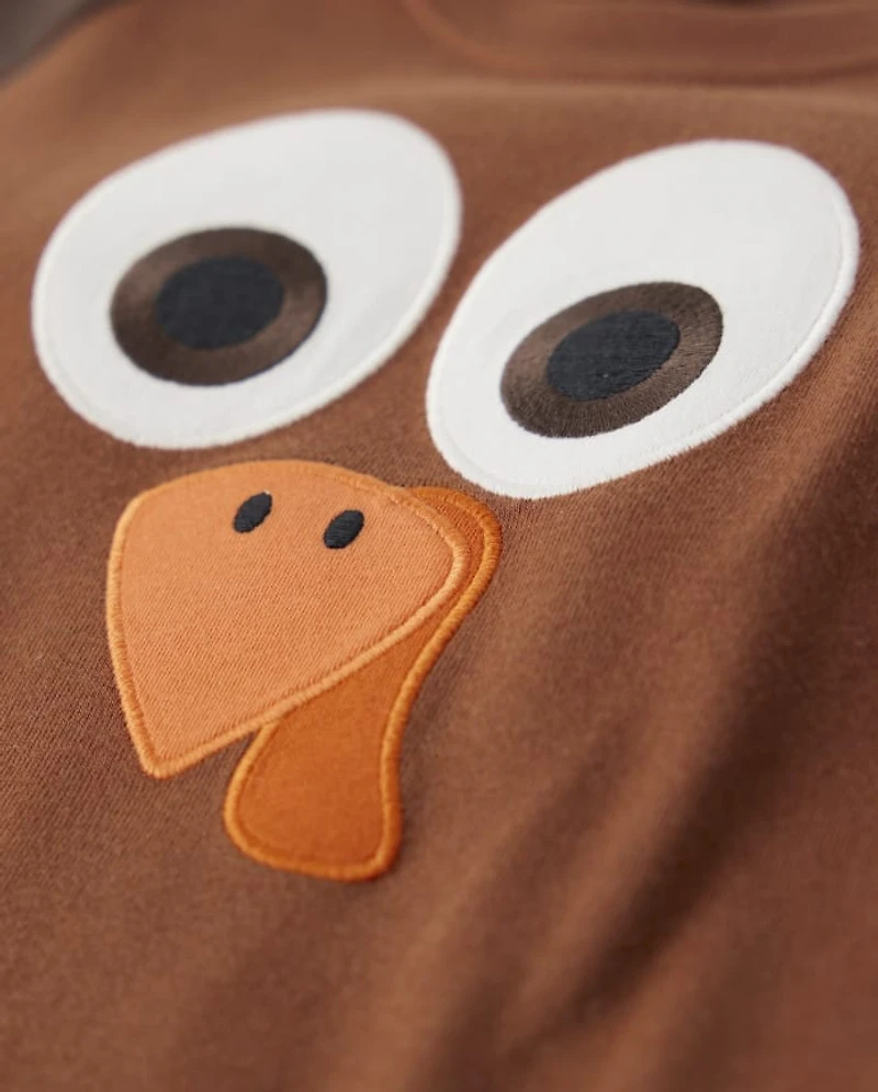 Kids  Embroidered Turkey Snug Fit Cotton Pajamas