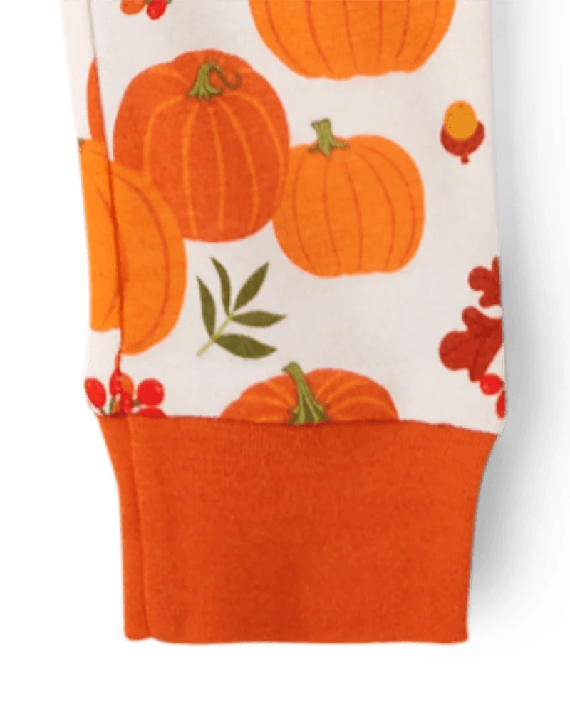 Kids Pumpkin Snug Fit Cotton Pajamas