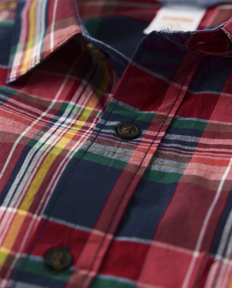 Chemises à carreaux assorties pour homme, en popeline boutonnée