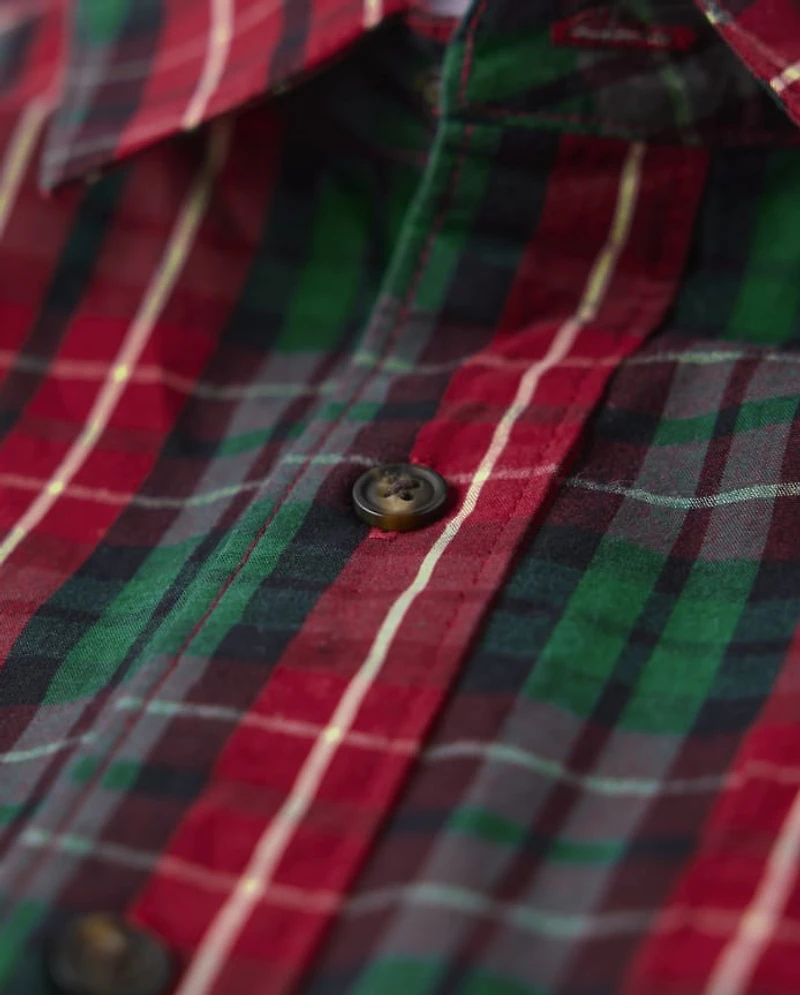 Mens Matching Family Plaid Poplin Button Up Shirt - A Royal Christmas