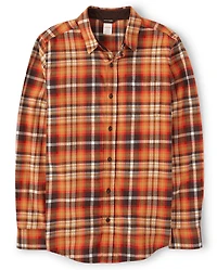 Mens Dad And Me Plaid Twill Button Up Shirt - Happy Harvest