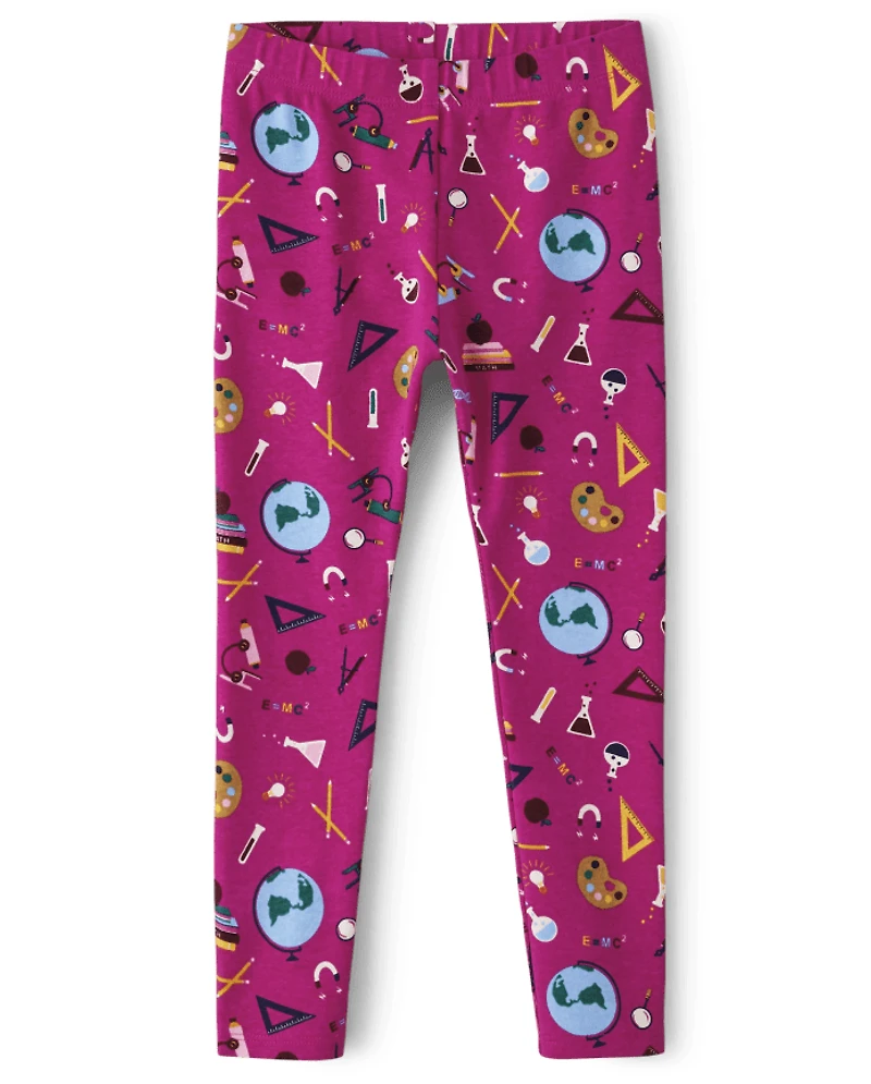 Girls School Supplies Leggings - Prep