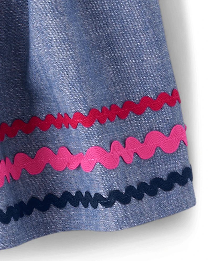 Girls Ric Rac Chambray Skort - Apple Orchard