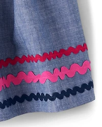 Girls Ric Rac Chambray Skort - Apple Orchard