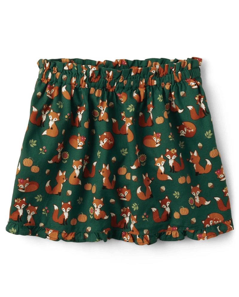 Jupe-short en flanelle à motif Renard pour filles - amical