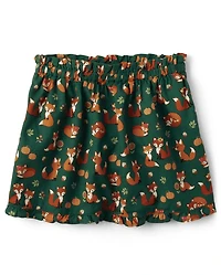 Jupe-short en flanelle à motif Renard pour filles - amical