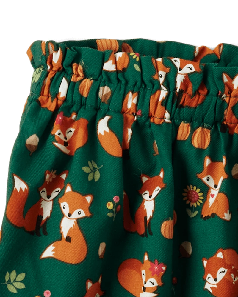 Jupe-short en flanelle à motif Renard pour filles - amical