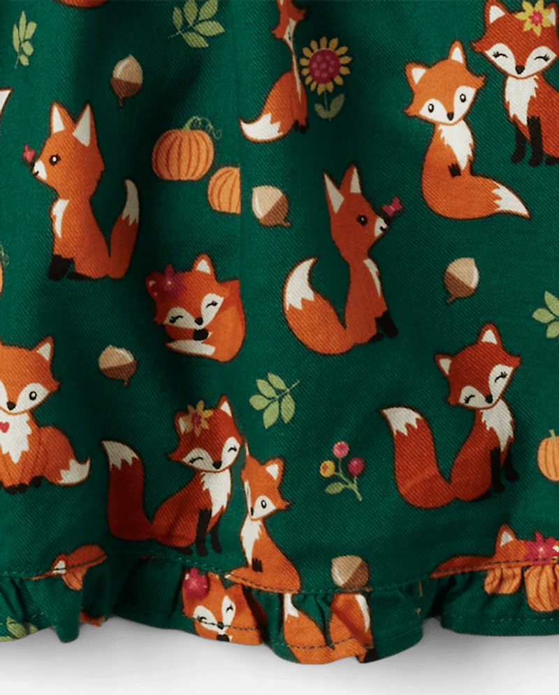 Jupe-short en flanelle à motif Renard pour filles - amical