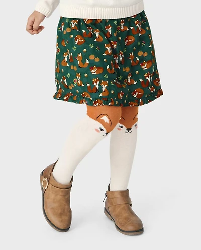 Jupe-short en flanelle à motif Renard pour filles - amical