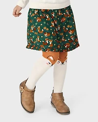 Jupe-short en flanelle à motif Renard pour filles - amical