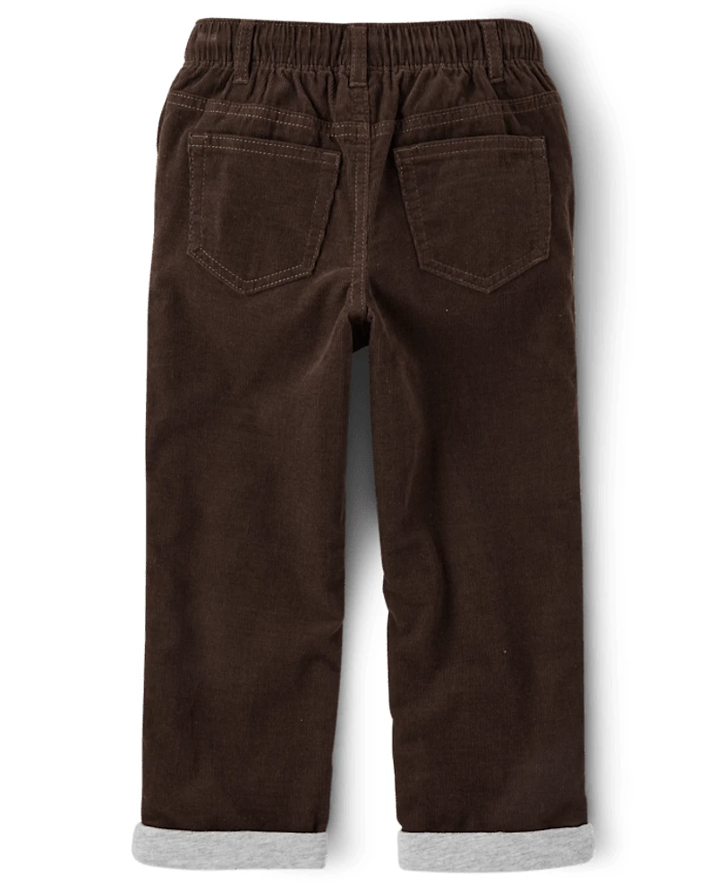 Boys Corduroy Pull On Roll Cuff Pants - Little Essentials