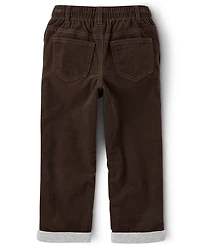 Boys Corduroy Pull On Roll Cuff Pants - Little Essentials