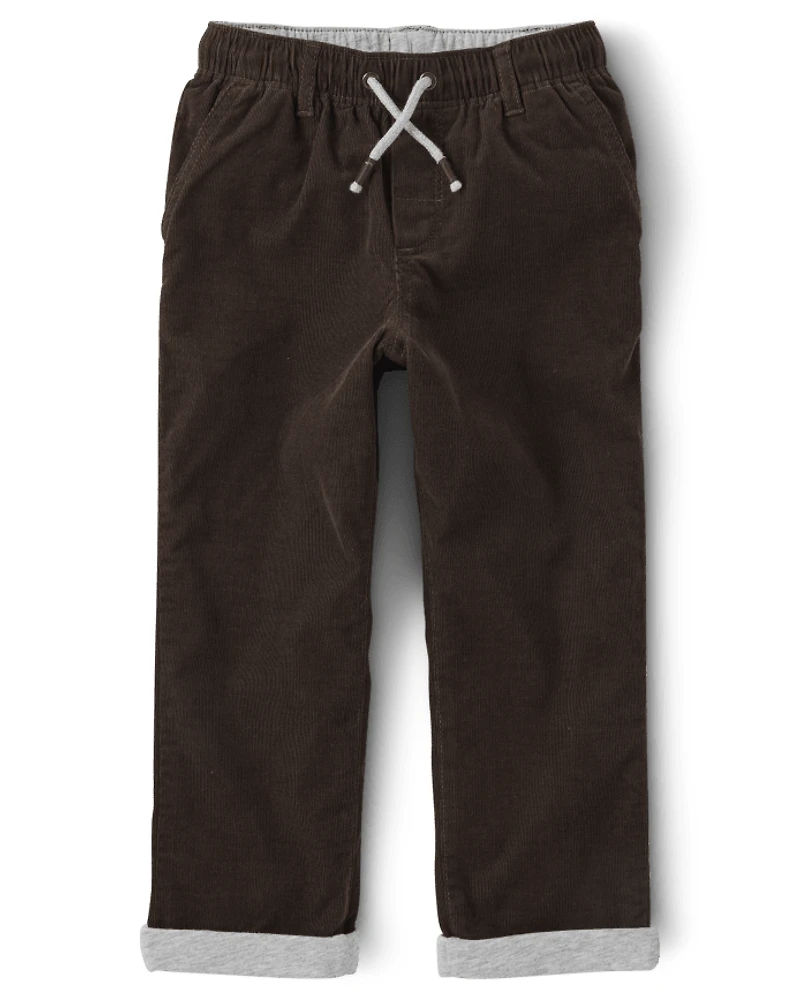Boys Corduroy Pull On Roll Cuff Pants - Little Essentials