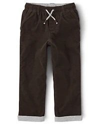 Boys Corduroy Pull On Roll Cuff Pants - Little Essentials