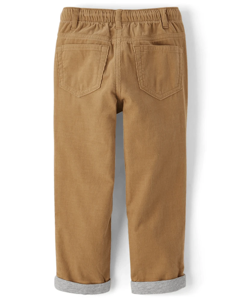 Boys Corduroy Pull On Roll Cuff Pants