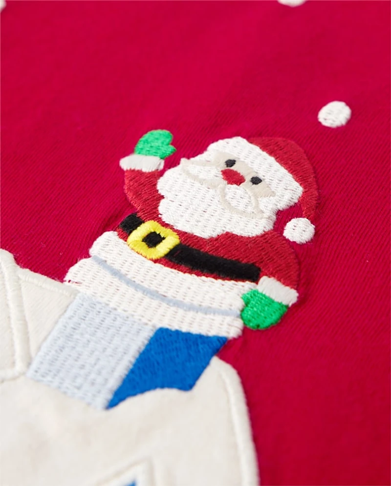 Haut à volants brodé pour garçon, motif scène de Noël - Très joyeux