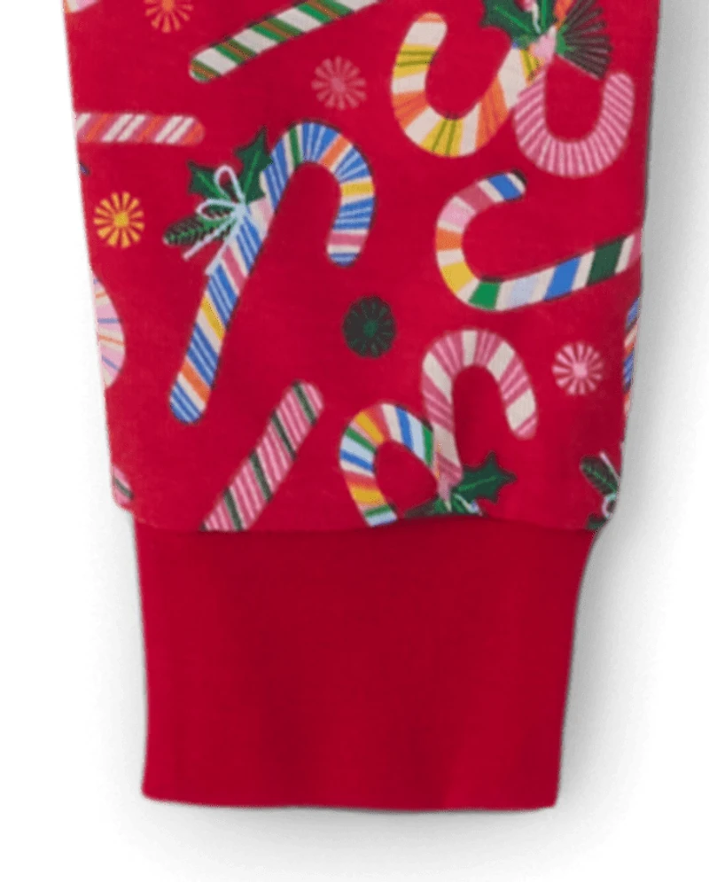 Kids Candy Cane Snug Fit Cotton Pajamas