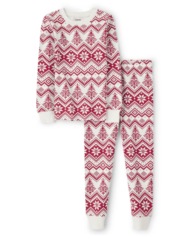 Pyjamas de Noël assortis pour enfants et toute la famille, en coton ajusté, motif Fair Isle