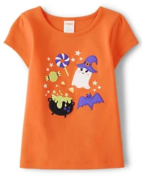 Haut brodé à motifs d'Halloween pour filles - Des bonbons ou un sort