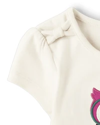 Haut brodé hibou pour filles - École préparatoire