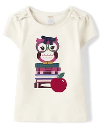 Haut brodé hibou pour filles - École préparatoire