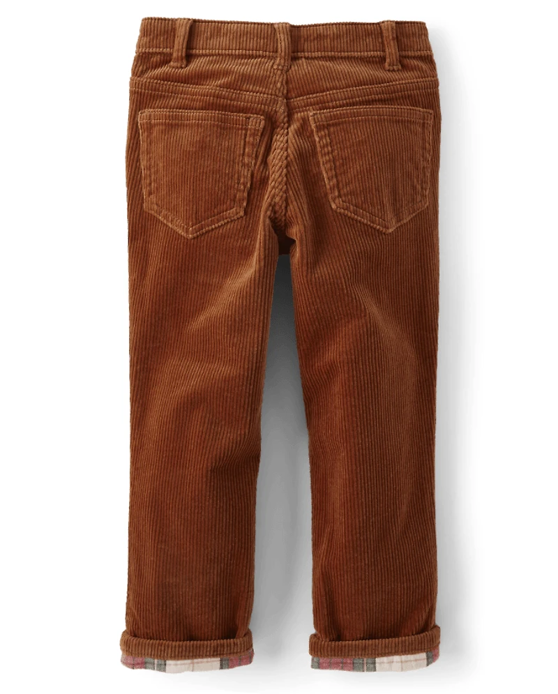 Pantalon en velours côtelé à revers pour garçon - Cabane de Noël