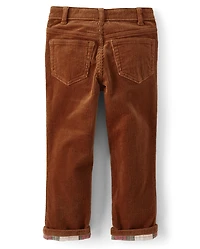 Pantalon en velours côtelé à revers pour garçon - Cabane de Noël