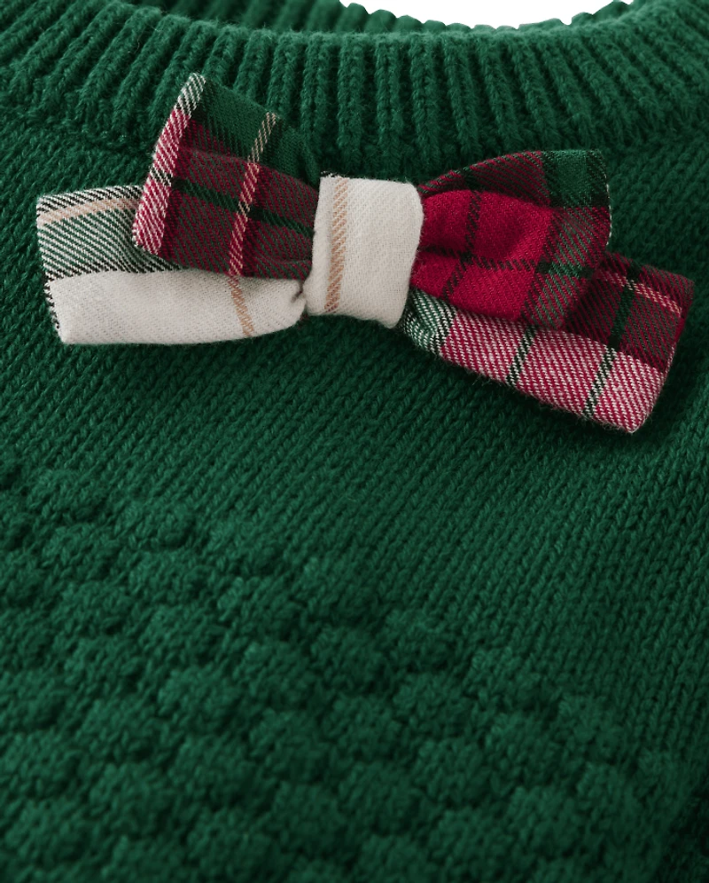 Pull à nœud papillon pour fille - Cabane de Noël