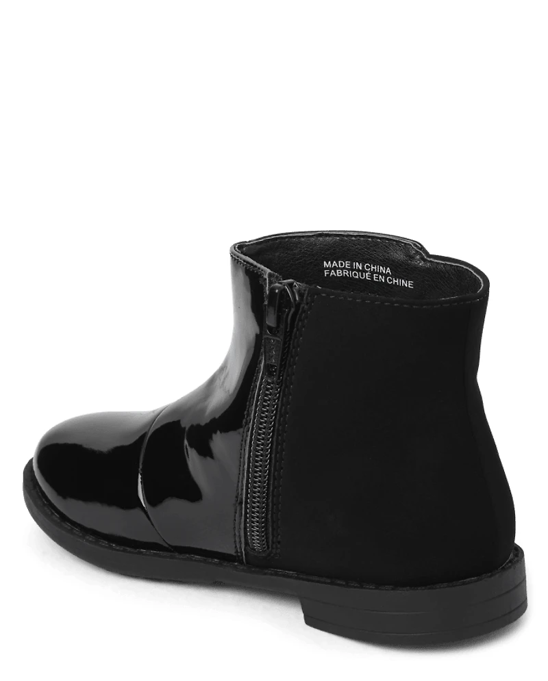 Girls Faux Patent Leather Pearl Boots - Ladies And Gentlemen