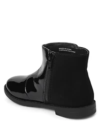 Girls Faux Patent Leather Pearl Boots - Ladies And Gentlemen
