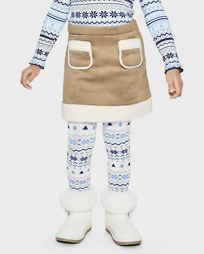 Girls Faux Suede Patch Pocket Skirt